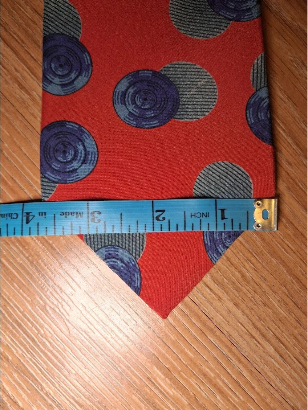 Christian Dior 100% Silk Tie Red Multicolor Geometric Wide